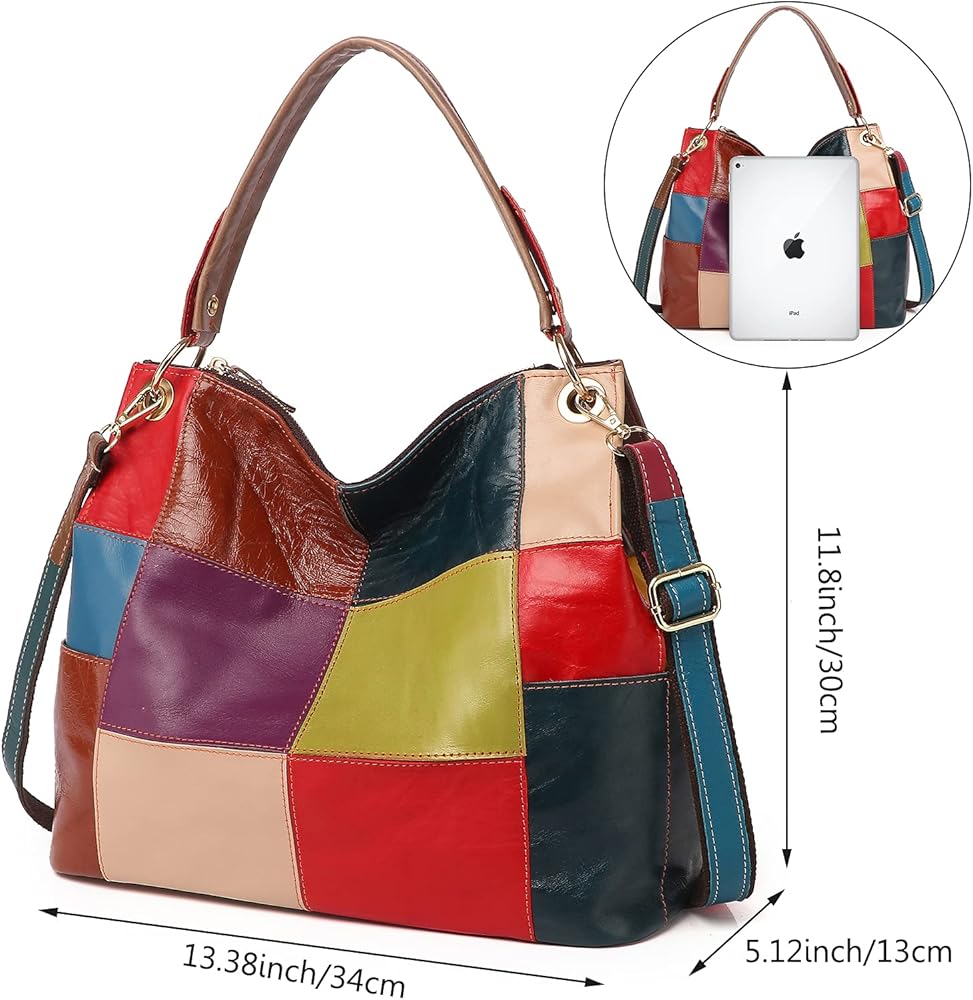 Buy Women Random Multicolor Tote Handbag Cube Splicing Shoulder