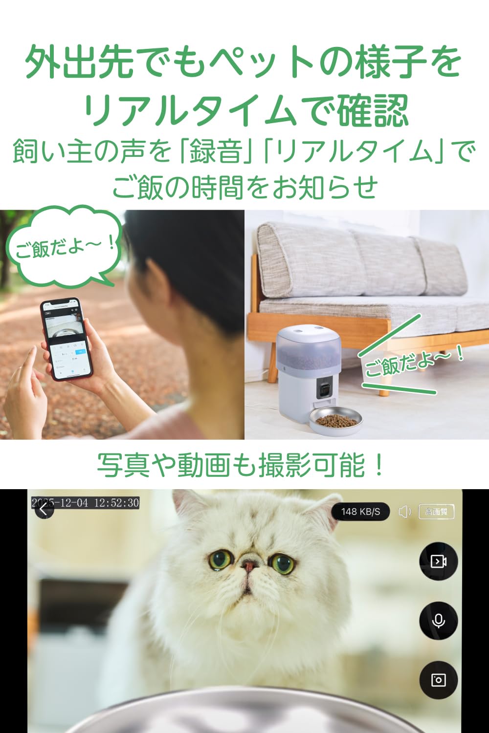 Amazon | エレコム 自動給餌器 カメラ付き 2L (約1.1kg) スマホ連携