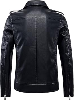 chouyatou Men's Vintage Asymmetric Zip Lightweight Faux Leather