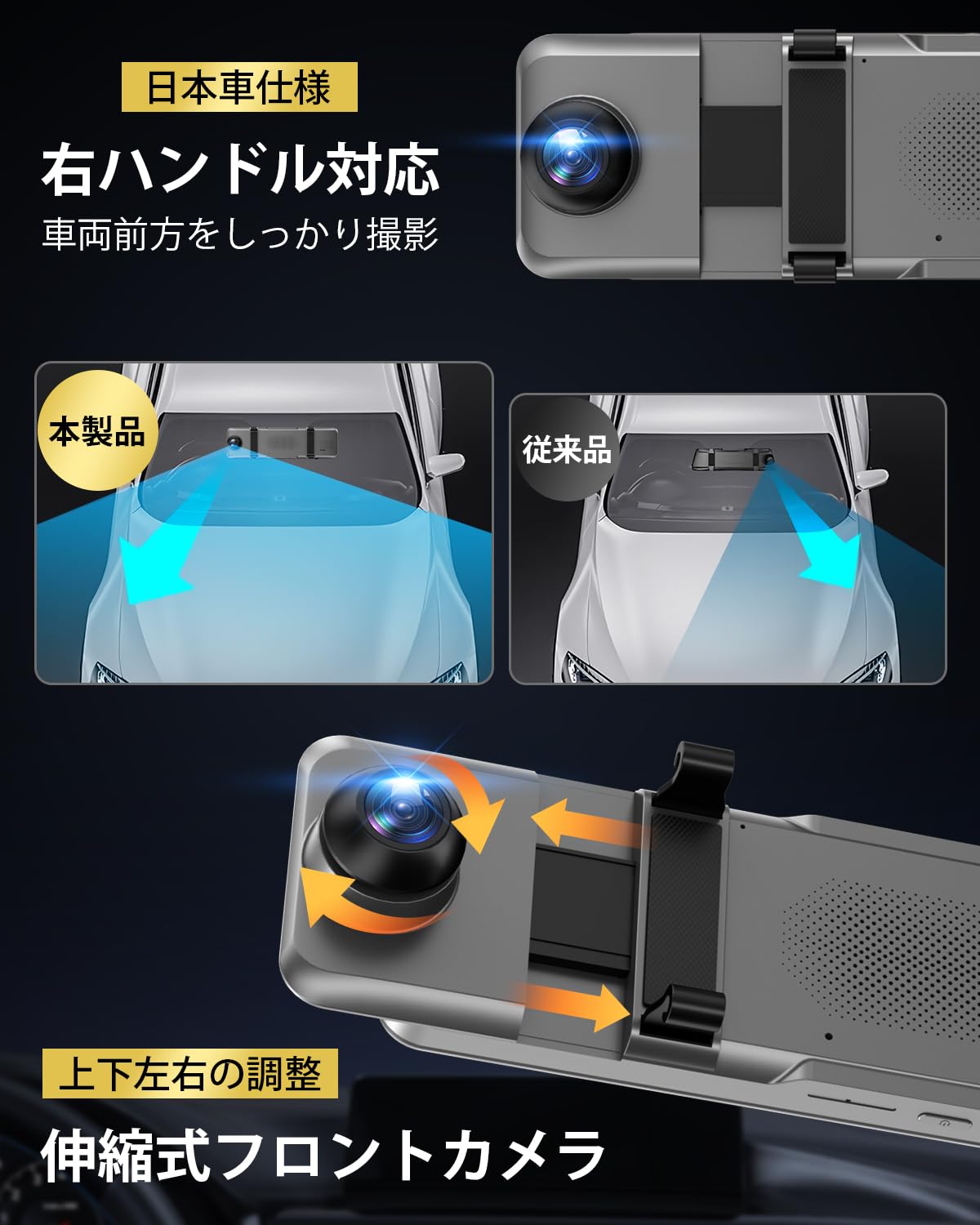 Amazon.co.jp: ドライブレコーダー ミラー型【2026年初登場・4KHD画質