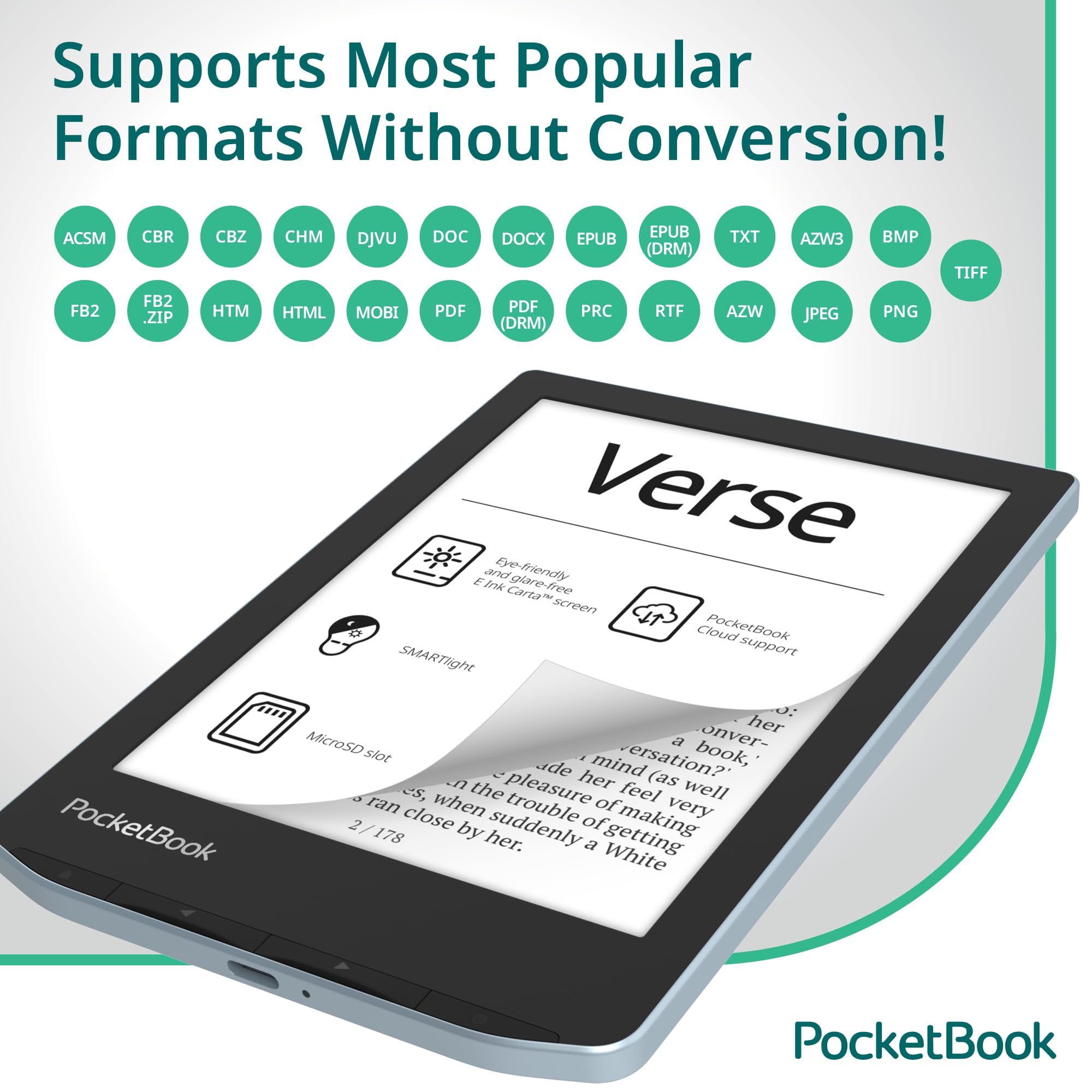 Amazon.co.jp: PocketBook Verse E-Reader | Eye-Friendly 6'' E-Ink