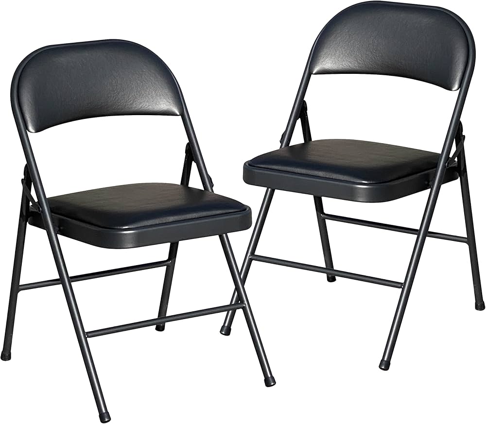 Folding Chair, BOOSDEN Foldable Chair, Set of 2, Faux Leather Fold