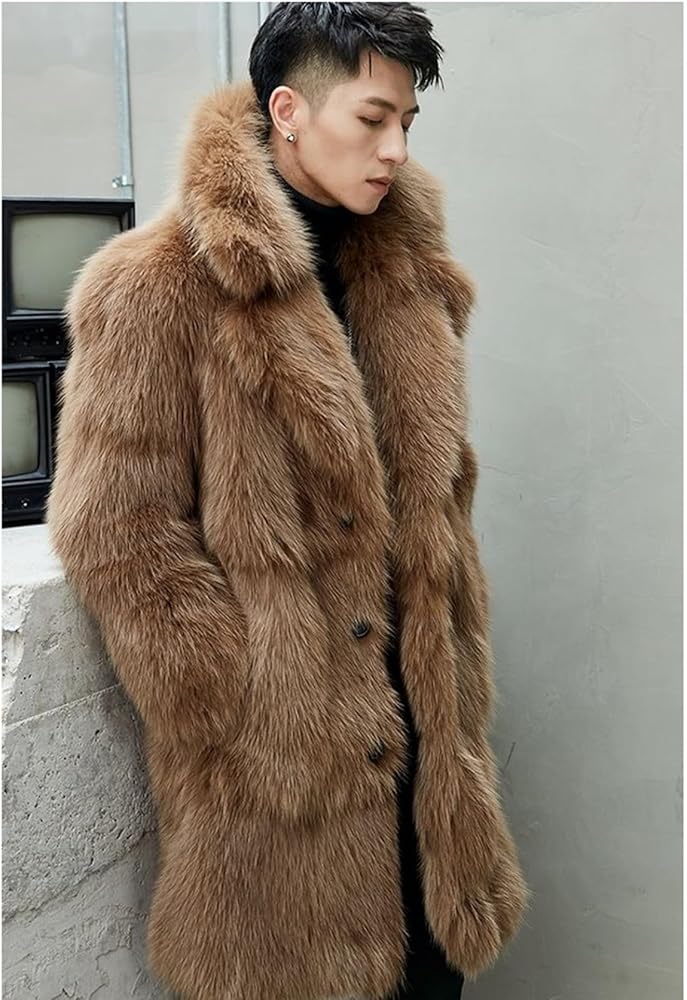Amazon | [Taopagii] 大きいサイズ 毛皮コート メンズ 長袖 ロング丈