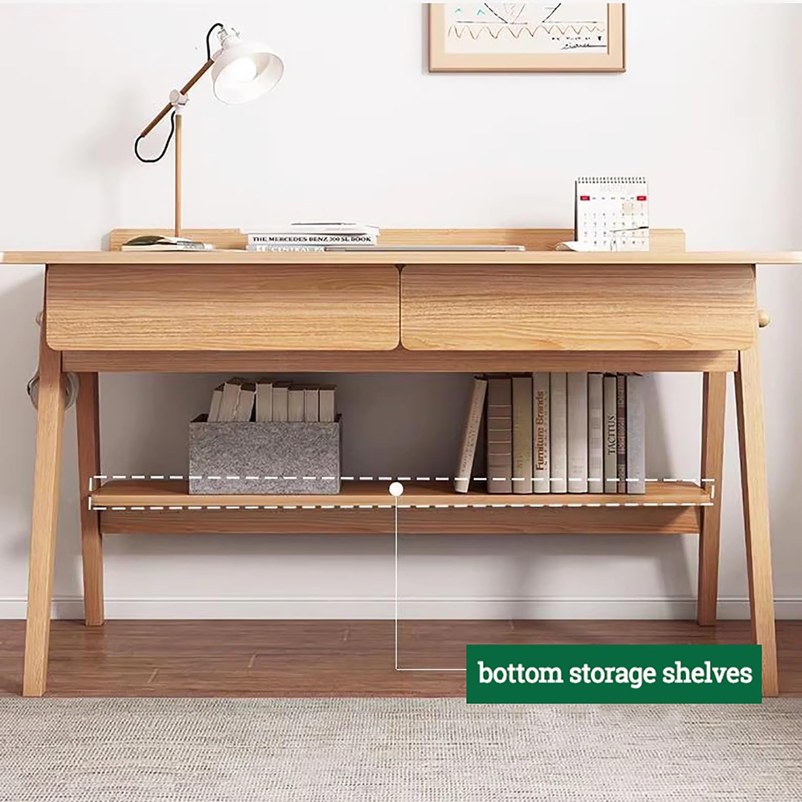 Amazon | Topjia モダンナチュラルウッドデスク 木製 ホームオフィス