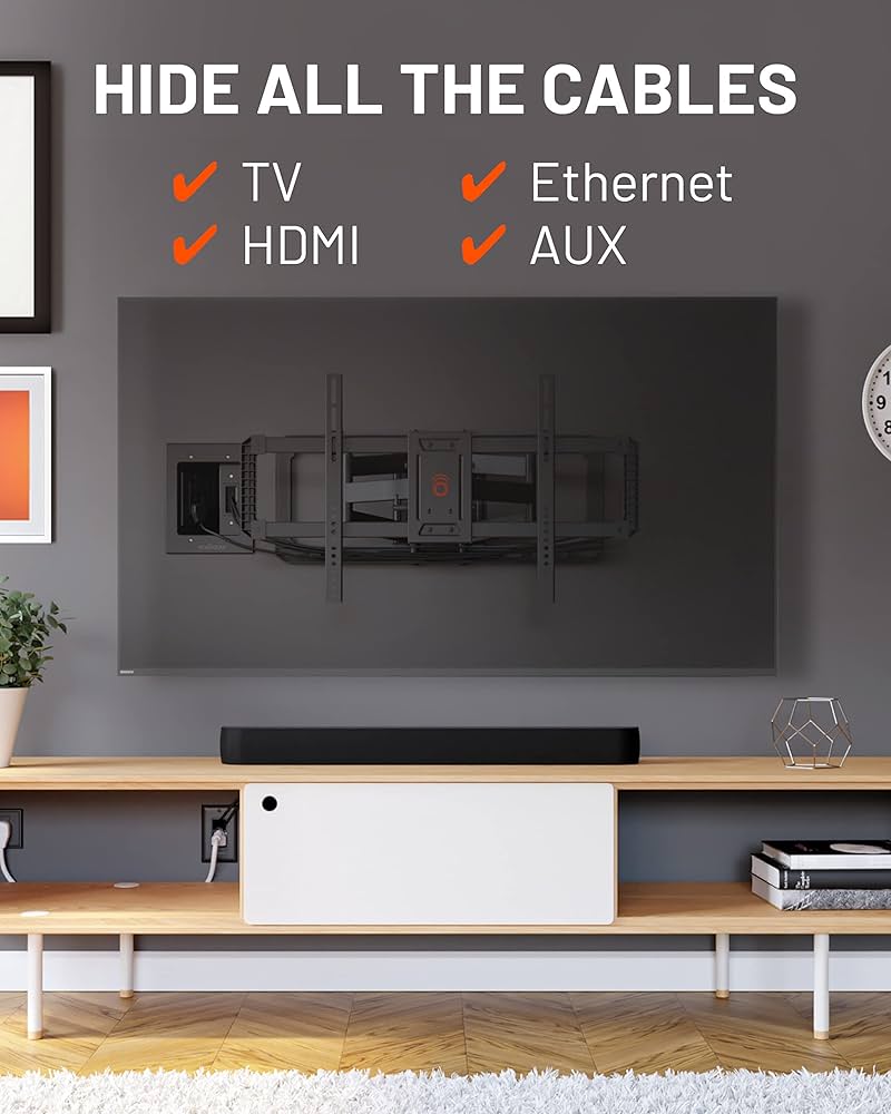 ECHOGEAR TV Cord Hider for Wall Mounted TV with 2X AC Outlets & 2X