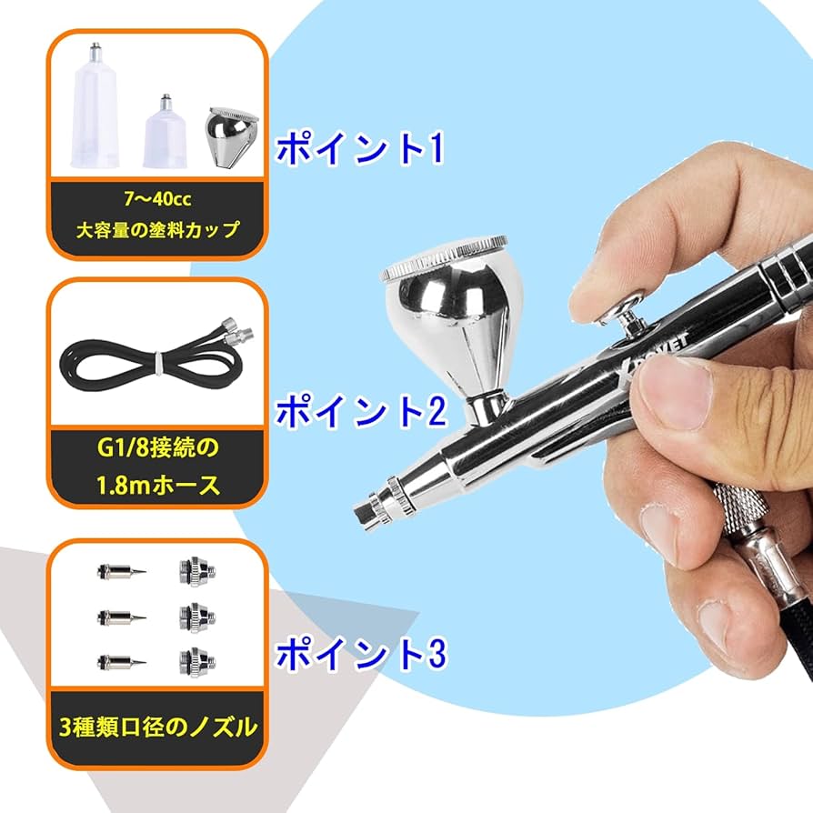 Amazon | XDOVET エアブラシ ハンドピース ダブルアクション ポロ