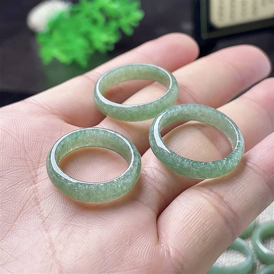 Amazon.co.jp: 天然翡翠翡翠リング、フルグリーンリング、男性と女性の