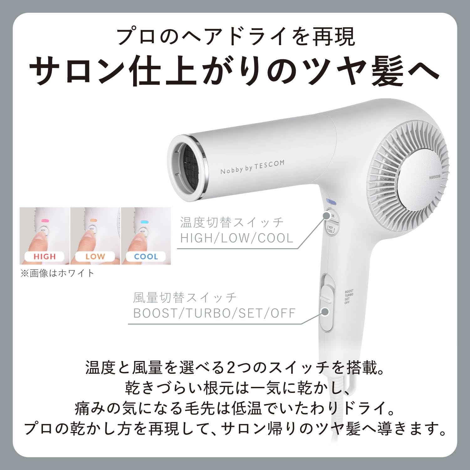 Amazon.co.jp: Nobby by TESCOM ドライヤー プロテクトイオン 大風量