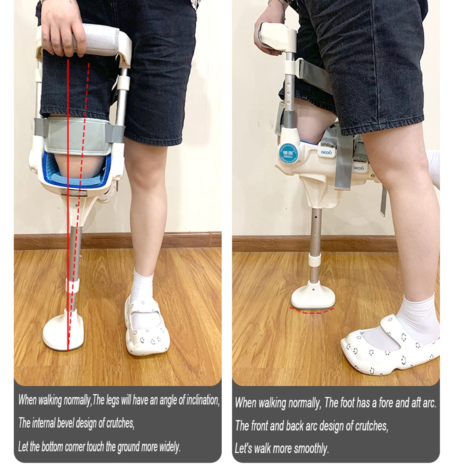 Amazon.co.jp: ハンズフリー松葉杖、痛みのない膝松葉杖、松葉杖の代替