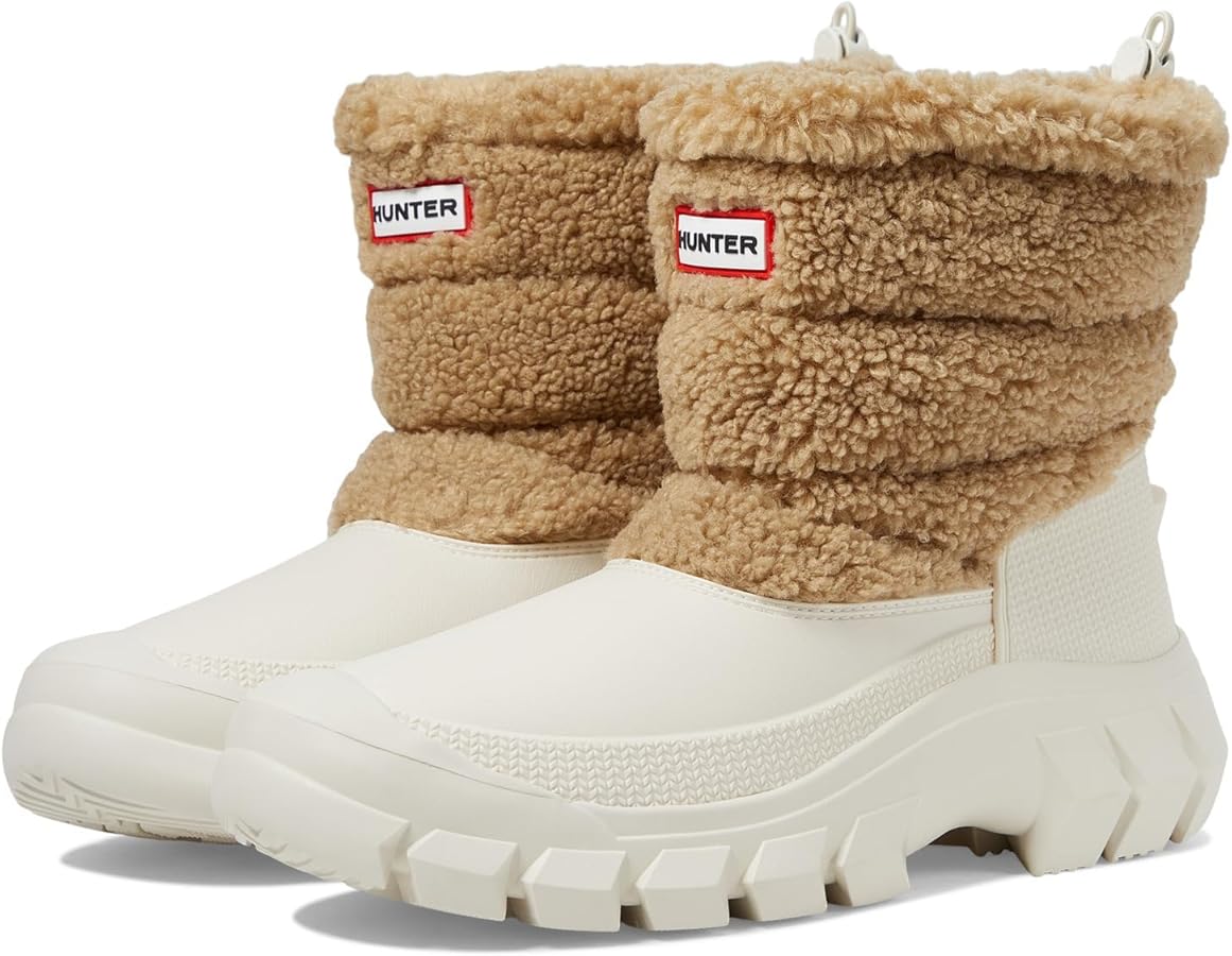 Amazon.com: Hunter Intrepid Short Boucle Snow Boot Tan/White