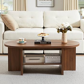 Amazon.com: XUZENEST 43.3” Coffee Table with Storage, Oval Coffee