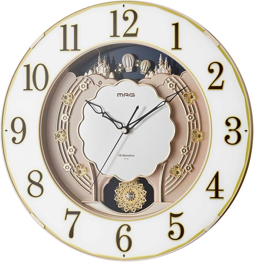 Amazon.co.jp: MAG(マグ) 掛け時計 電波時計 連続秒針 メロディ 報時