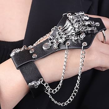 Amazon.com: YERTTER Punk Grunge Gothic Black Pu Leather Skull