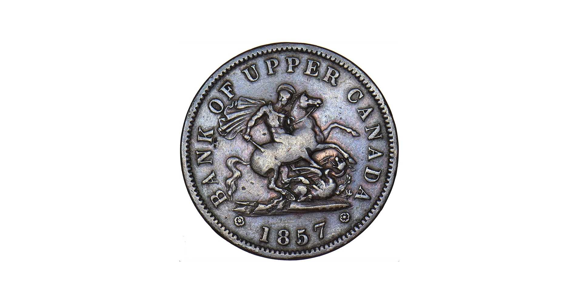 1850-1857 Bank Of Upper Canada One Cent Coin. Pioneer Era Coin