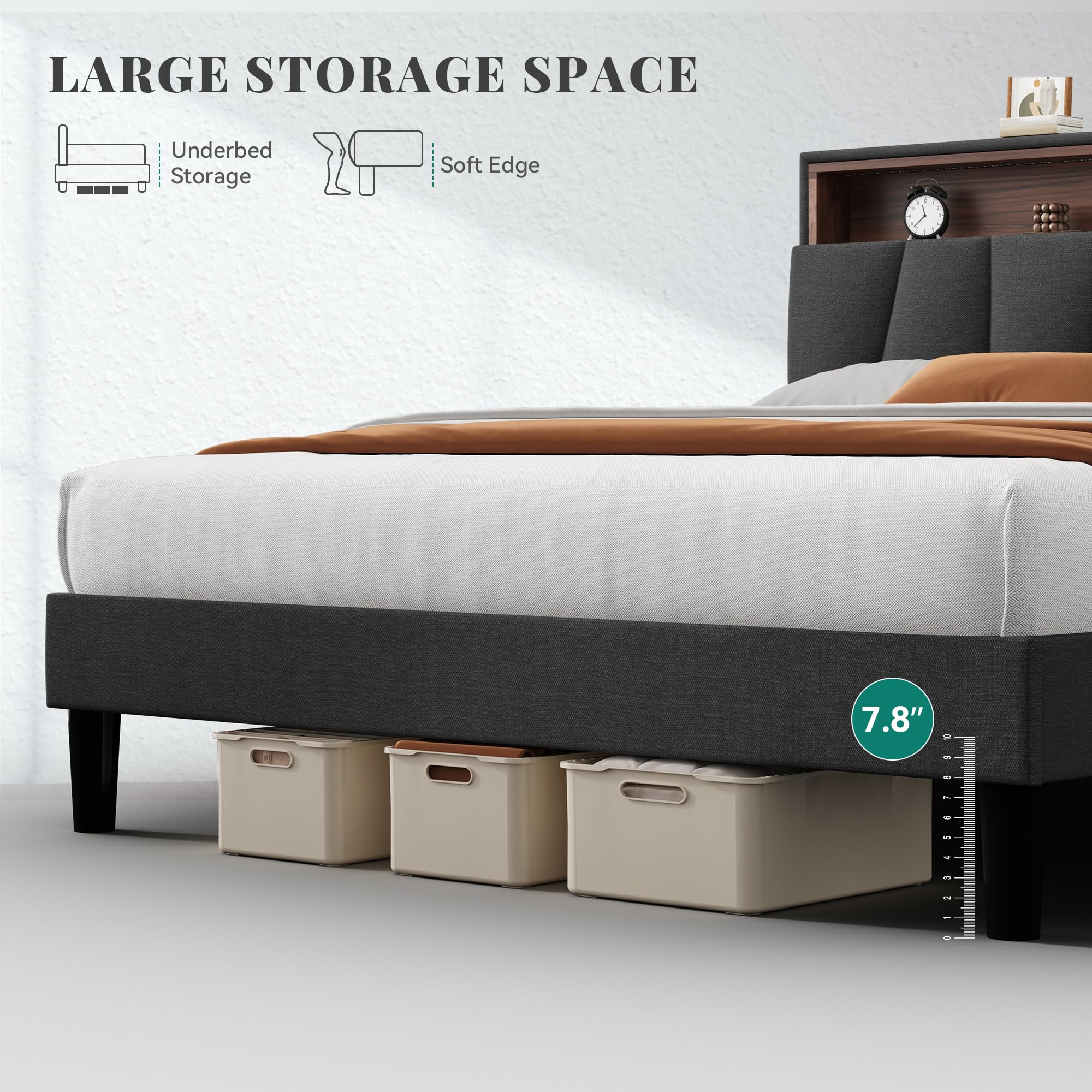 Amazon｜YITAHOME クイーンサイズ ベッドフレーム LEDベッドフレーム