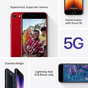 Amazon.com: Apple iPhone SE 3rd Gen, 128GB, RED - Unlocked