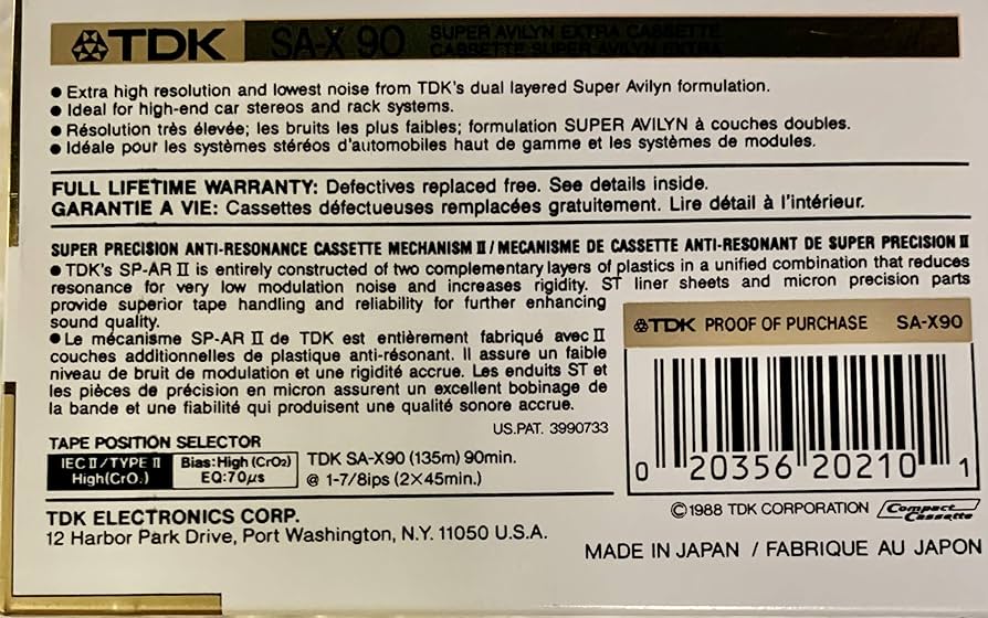 Amazon | TDK SA-X 90分 ブランクカセットテープ | TDK | オーディオテープ