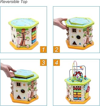 Amazon.com: LAVIEVERT 9-in-1 Wooden Play Cube Activity Center