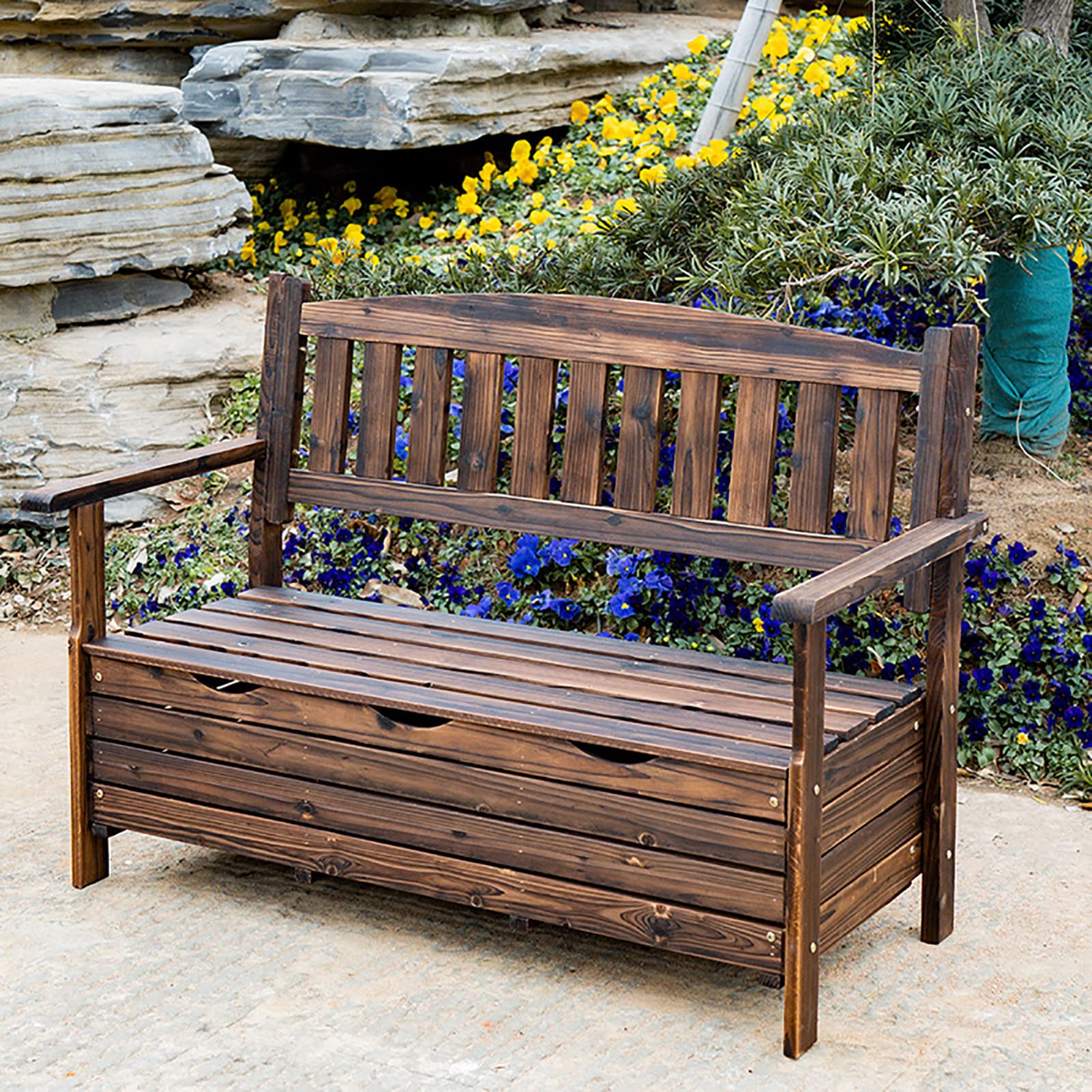 Amazon.co.jp: ベンチ 収納 屋外 ベンチストッカー ベンチ型収納BOX 二