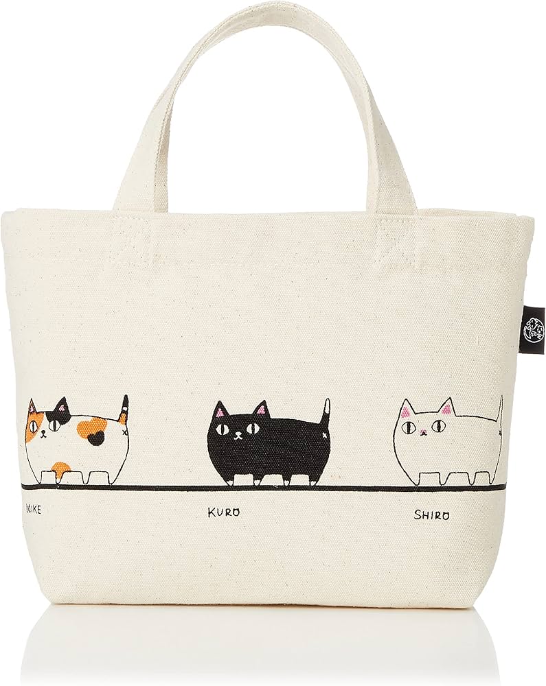 Amazon.co.jp: セラミック藍 トートバッグ 小 猫3兄弟 行進 サイズ：約