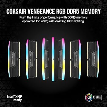 CORSAIR VENGEANCE RGB DDR5 RAM 96GB (2x48GB) 5200MHz CL38 Intel