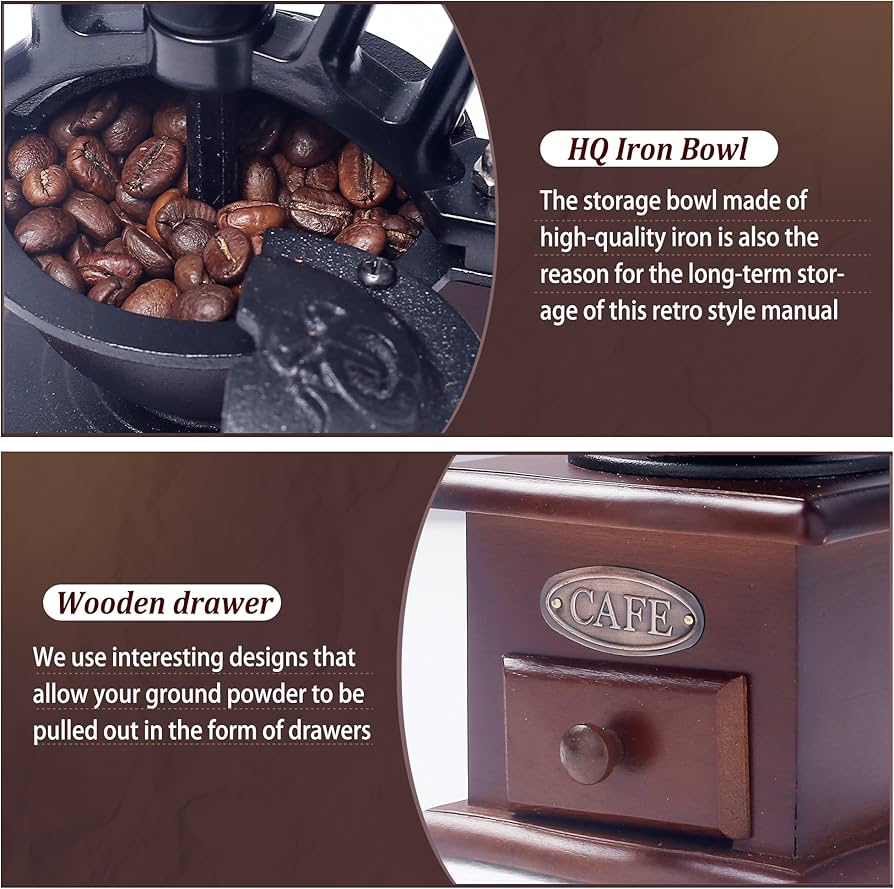 Amazon.com: Manual Coffee Grinder Vintage Wooden Coffee Bean