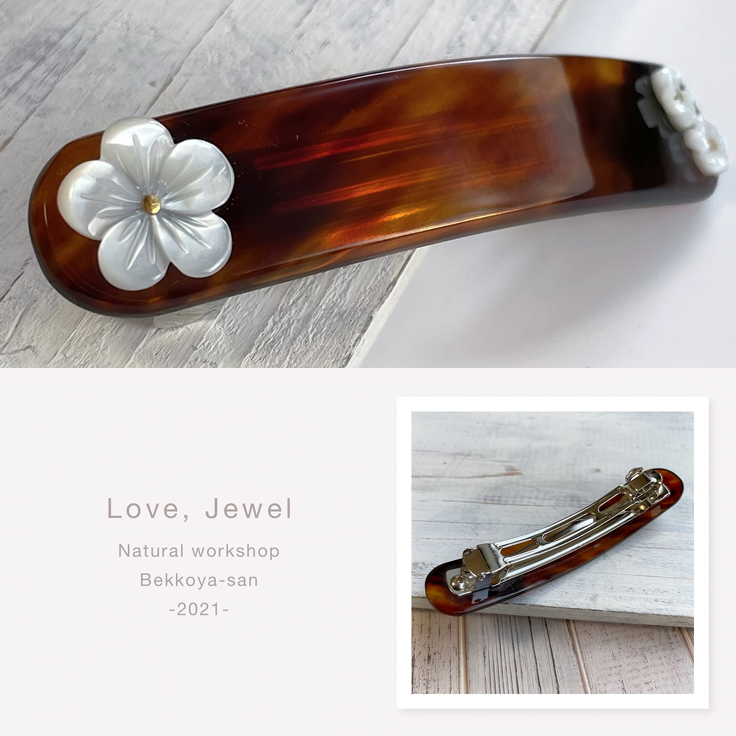 Amazon.co.jp: 天然工房 べっこう屋さん 本べっ甲 バレッタ 髪留め