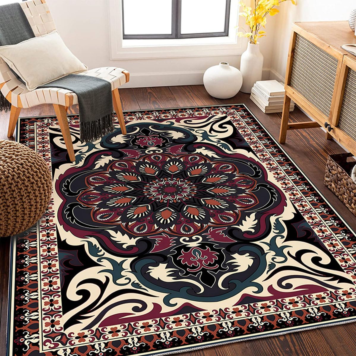 Amazon｜洗える ラグ カーペット アンティーク 140*200cm ペルシャ風