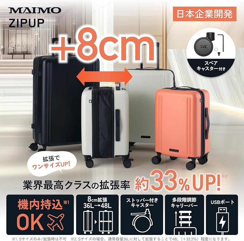 Amazon | [MAIMO] スーツケース Sサイズ 機内持ち込み ストッパー付き