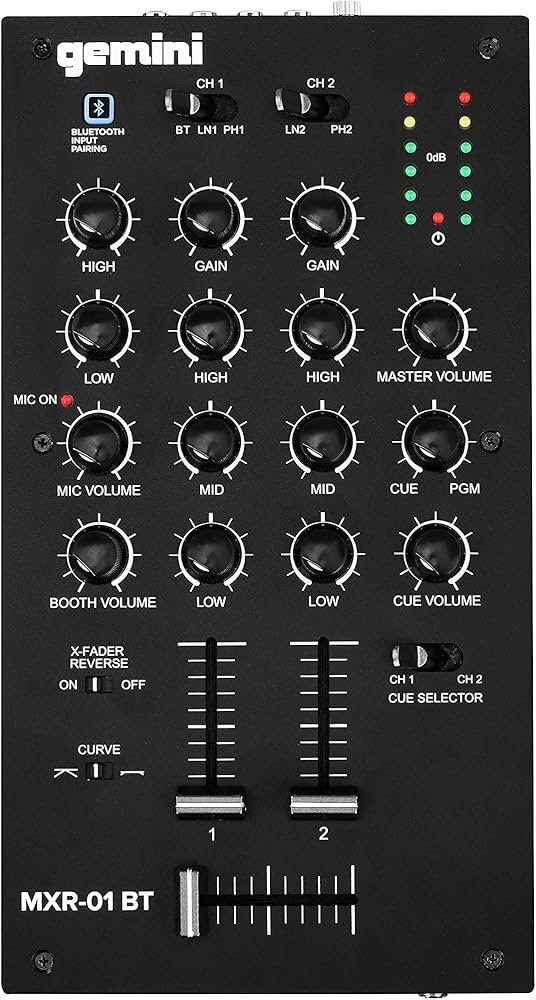 Amazon.com: Gemini 2-Channel DJ Mixer w/Bluetooth, Mic EQ