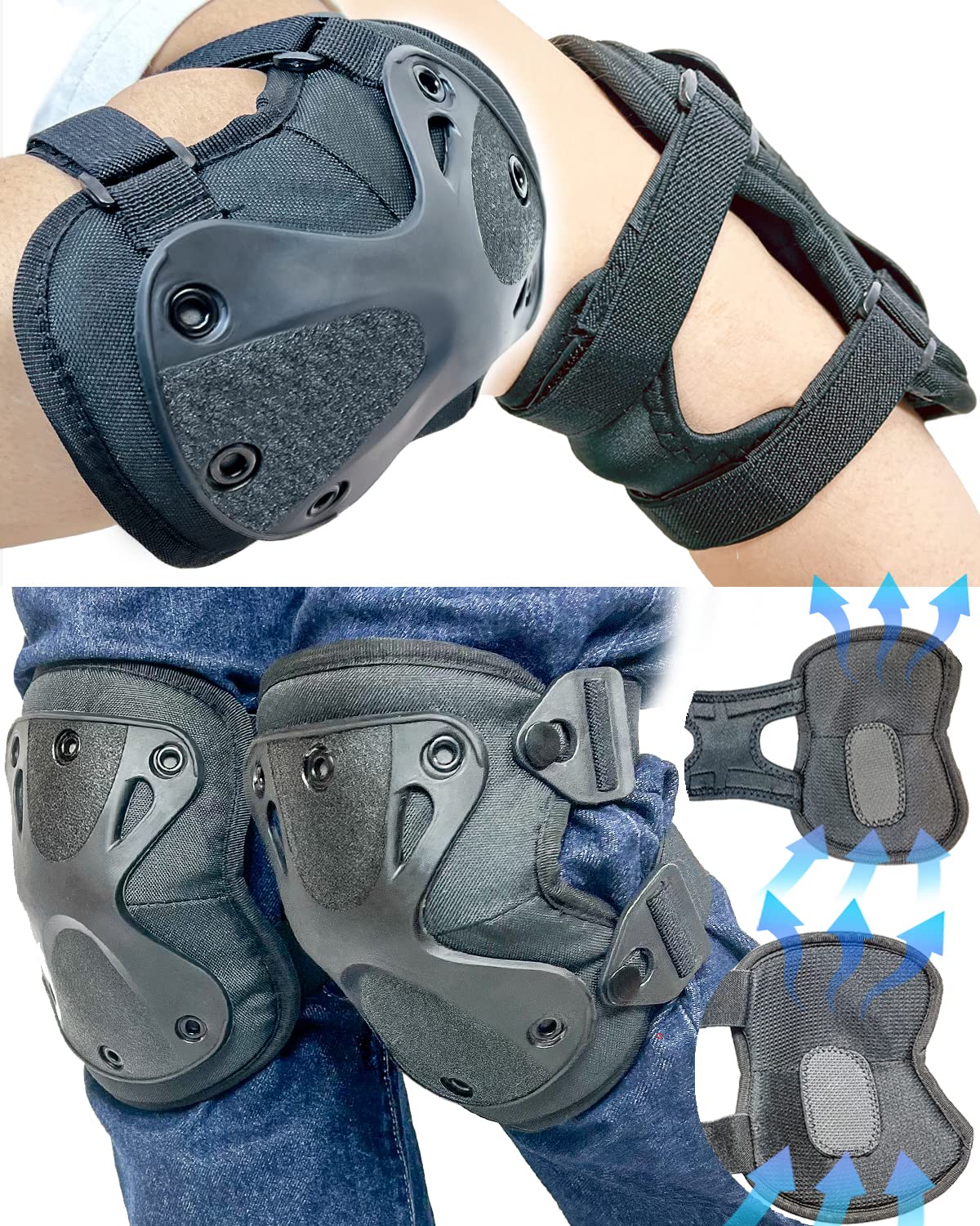 Amazon | スケボー サバゲー プロテクター ニーパッド 膝当て 膝パッド