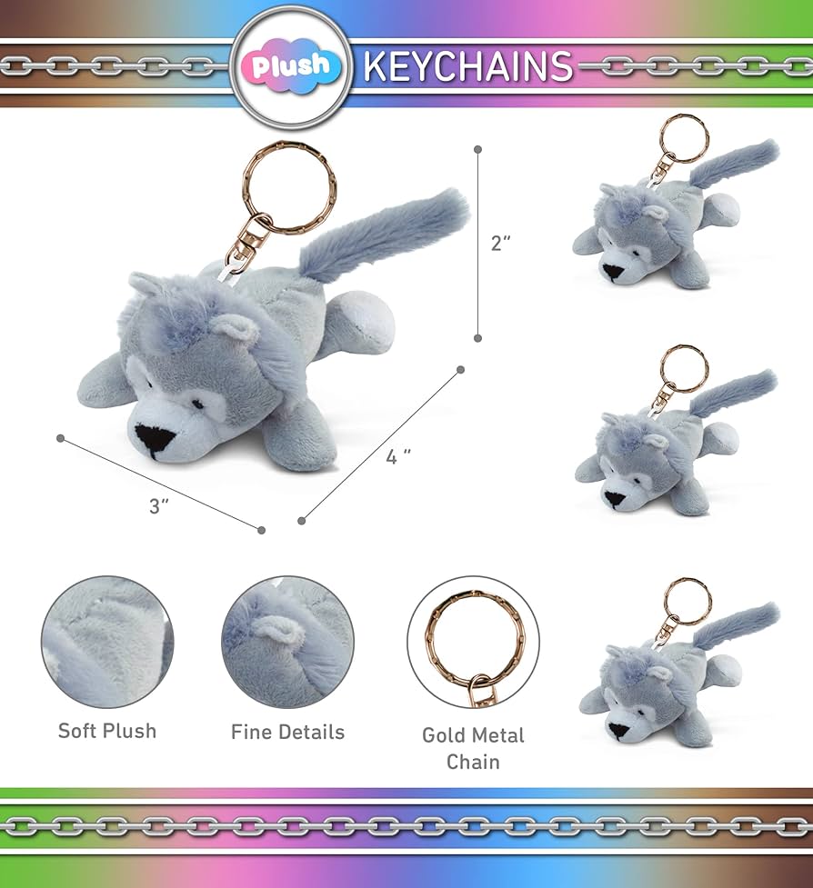 Amazon.co.jp: Puzzled Wolf ぬいぐるみ キーチェーン ぬいぐるみ