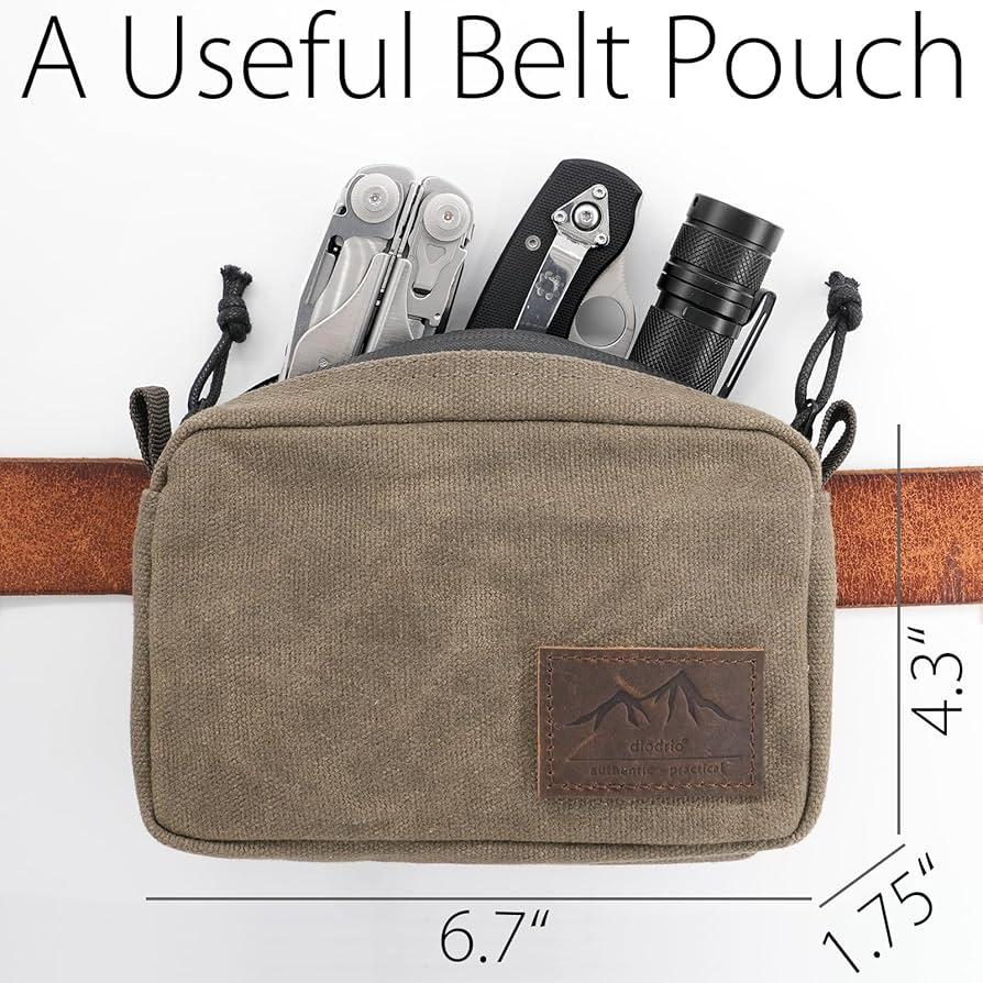 diodrio Belt Pouch for Men Women YKK Zippers EDC Pouch, Belt Bag