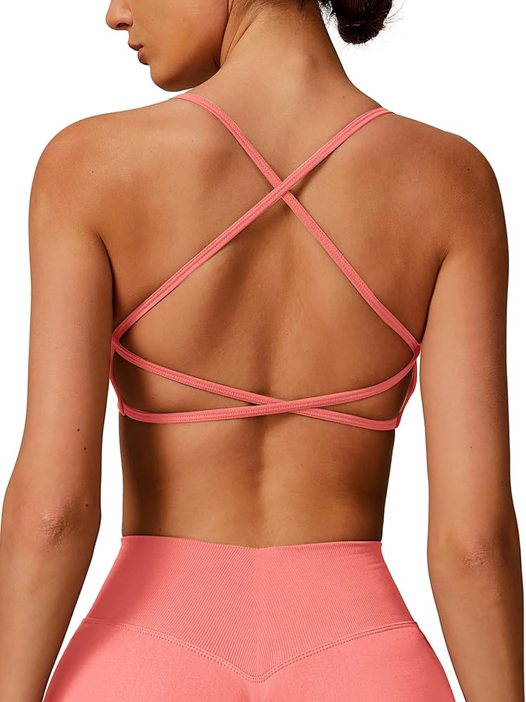 Amazon.com: ABOCIW Women's Sports Bra Strappy Criss Cross Back Bra