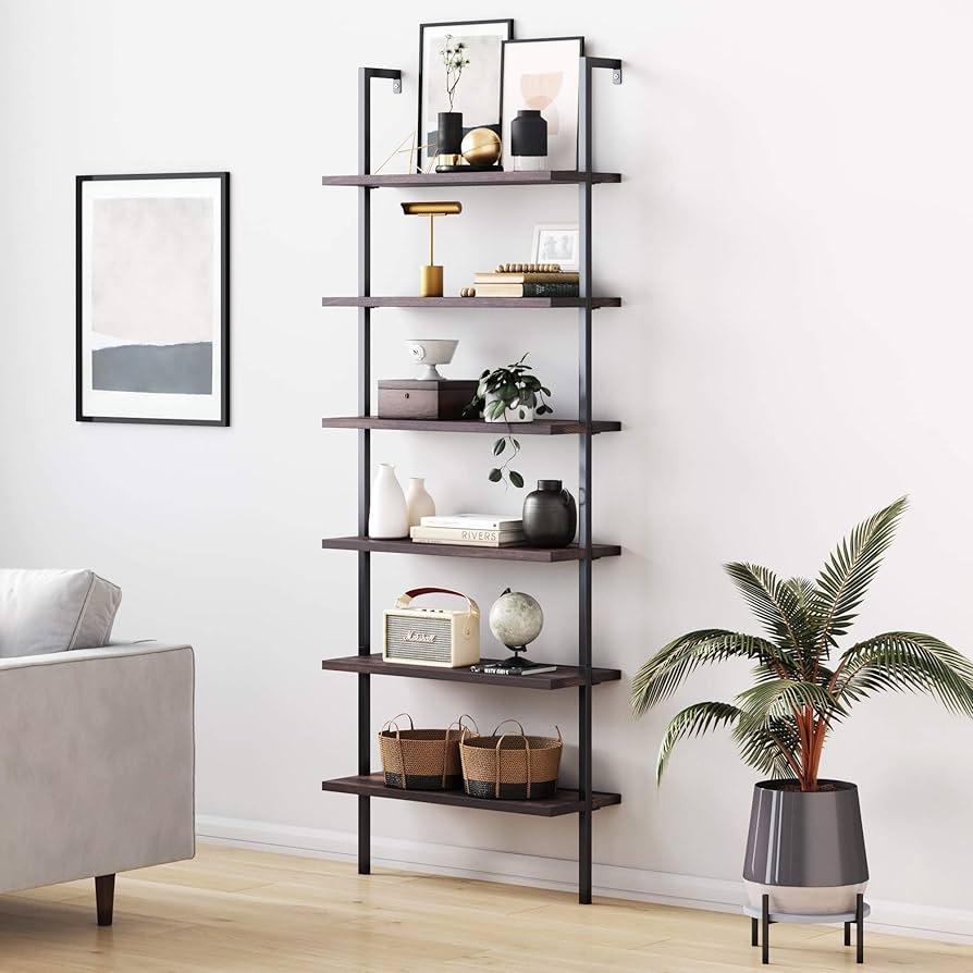 Amazon.com: Nathan James Theo 6-Shelf Tall Bookcase, Wall Mount