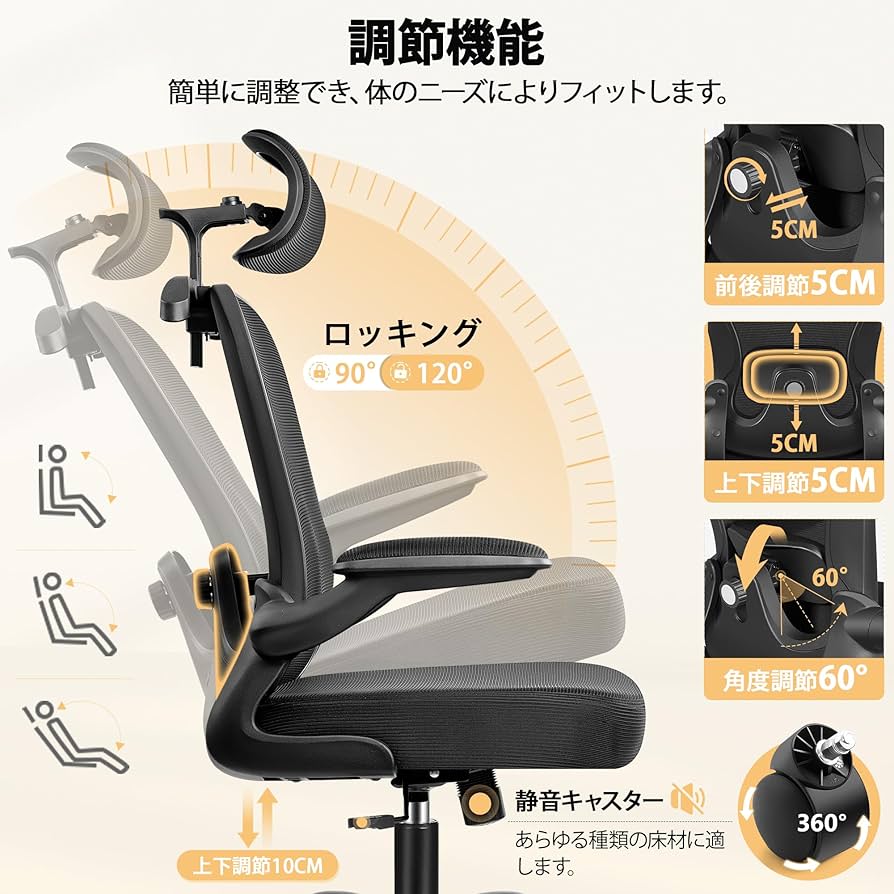 Amazon.co.jp: Primy 椅子 テレワーク 疲れない オフィスチェア