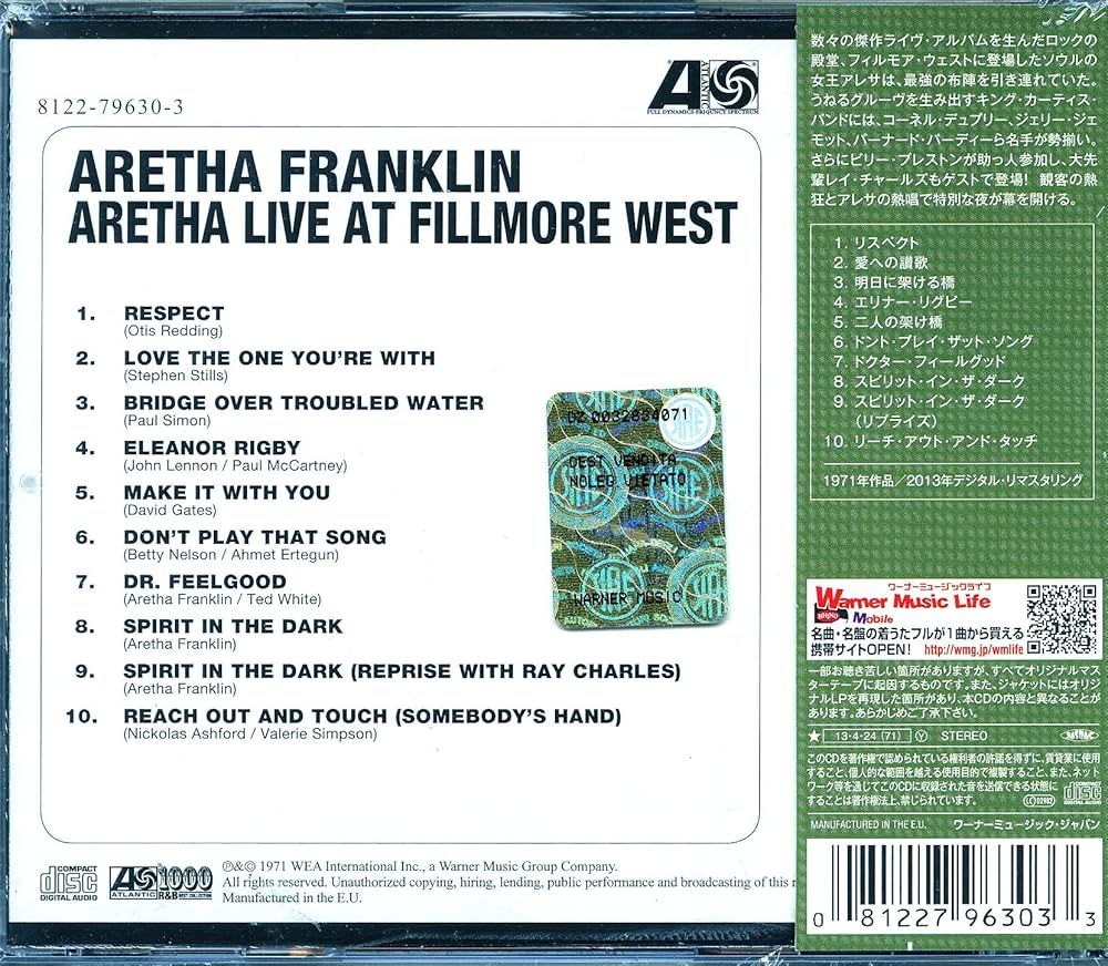 FRANKLIN,ARETHA - Aretha Live at Fillmore West - Amazon.com Music
