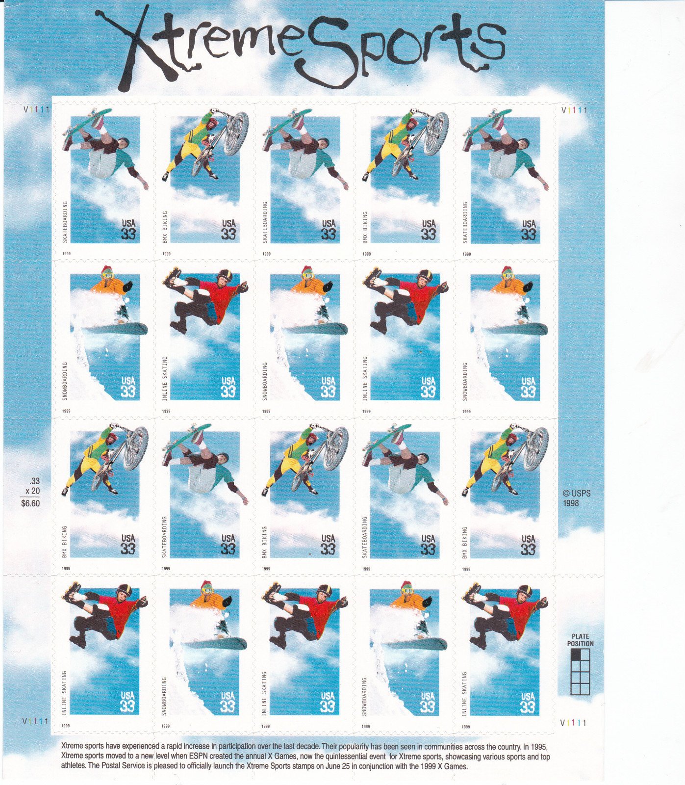 Amazon.com: Xtreme Sports Collectible Sheet of Twenty 33 Cent