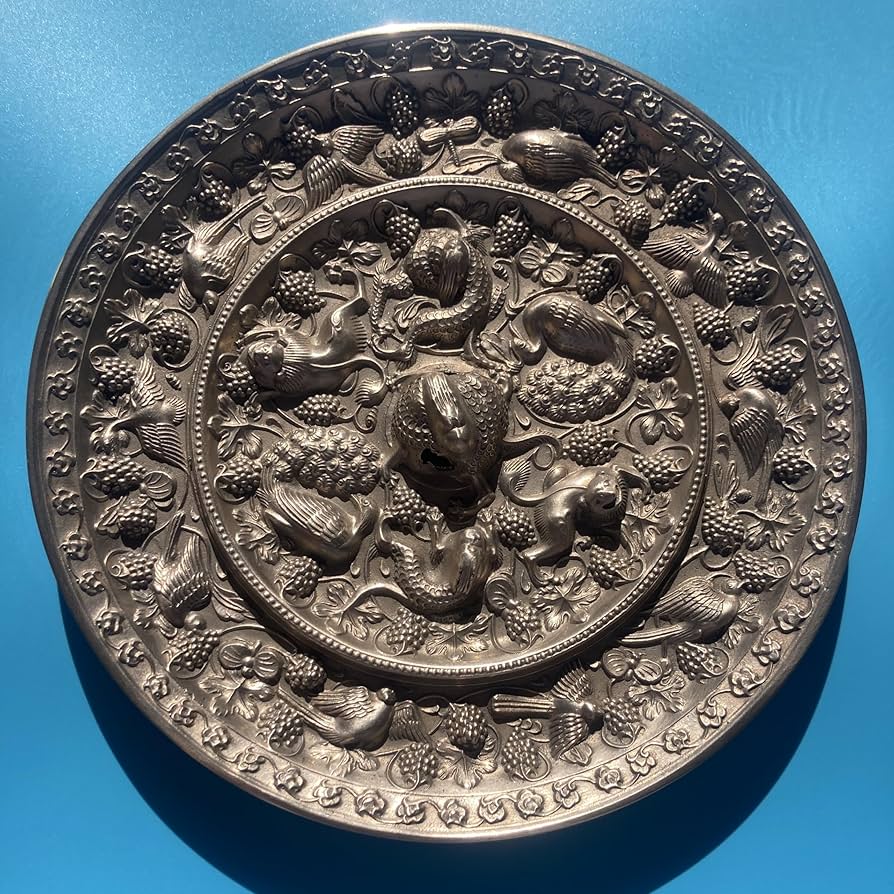 Amazon.co.jp: 唐時代 海獣葡萄鏡復元6寸 白銅鏡 青銅器 神鏡 飛鳥時代