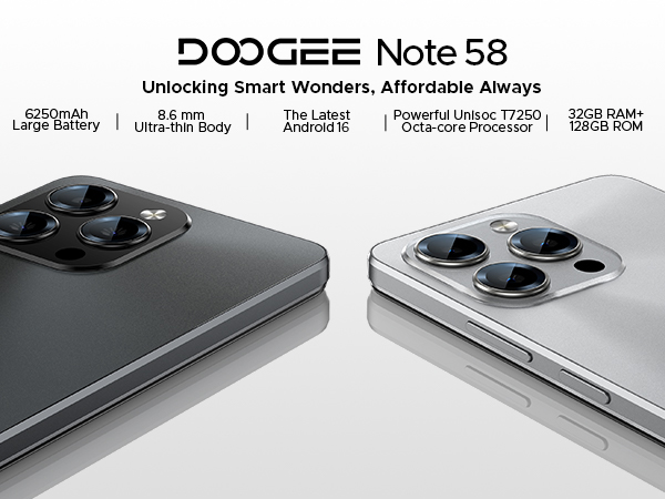 Amazon.com: DOOGEE Note 58 Android 16 Unlocked Phones, 32GB+128GB