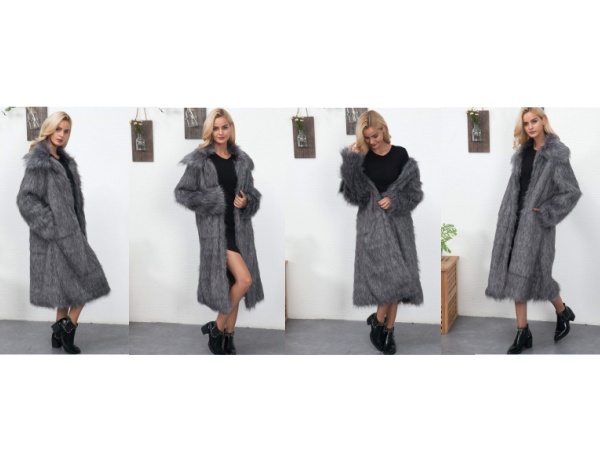 RomanticDesign Women's Long Lapel Faux fur Jacket Shaggy Coat Warm