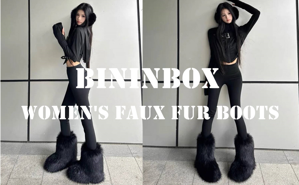 Amazon.com | BININBOX Faux Fur Boots for Women Fuzzy Fluffy Furry
