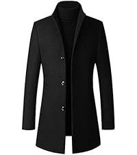 FTCayanz Men's Wool Coat Winter Slim Fit Pea Coats Single Breasted
