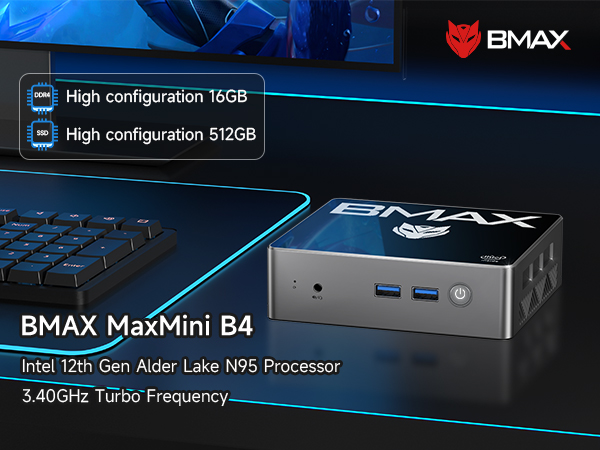 Amazon.com: Bmax Mini PC B4 de 16 GB de RAM 512 GB SSD, Intel