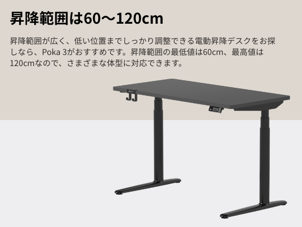 Amazon.co.jp: MOTTI Poka 3 電動昇降デスク コの字型 昇降範囲60
