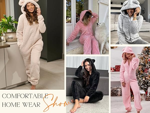 Amazon.com: Kissonic Womens Onesie Pajamas Fleece Hooded Comfy One