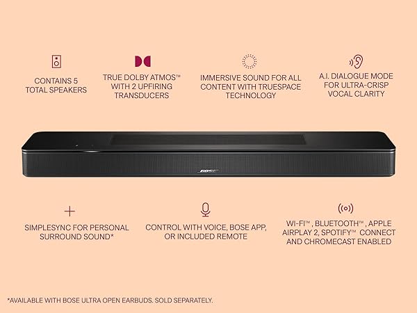 Amazon.com: Bose Smart Dolby Atmos Soundbar, All-in-One Soundbar