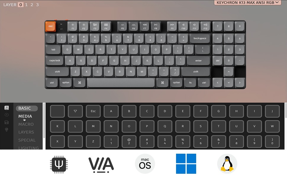 Amazon | 【国内正規品】Keychron K13 Max QMK/VIA対応ワイヤレス