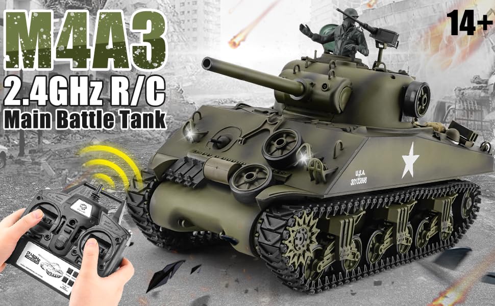 Amazon.com: Ferthor Fun RC Sherman Tank Model,HengLong RC Tanks 1