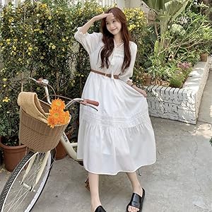 Amazon.co.jp: [YAZHUE] ロングワンピース レディース ベルト